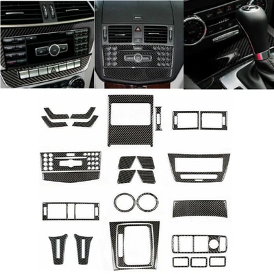 27xPara Mercedes Benz W204 Clase C C250 300 350 63 Tapicería Interior Coche Fibra Carbono Foto 1 de 4