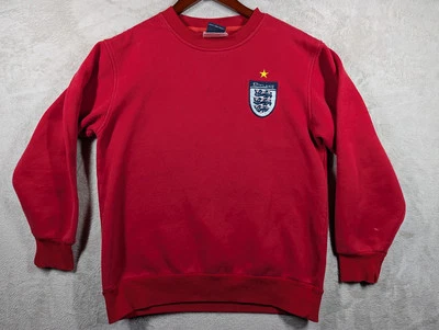 2000s Vintage Umbro England Mens Football Team Red Crewneck Star Distressed S/M - Image 1 of 4