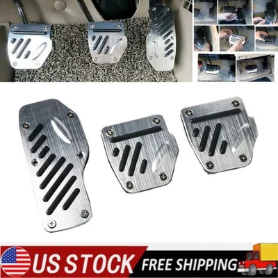 3PCS Car Non-Slip Aluminum Alloy Pedal Pads Manual Transmission Brake Pedal Set - Image 1 of 4