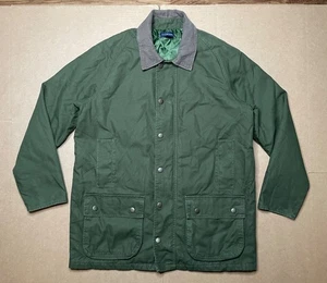 Lands End Men’s Large Green Barn Coat Quilted Corduroy Collar Canvas Chore - Picture 1 of 7
