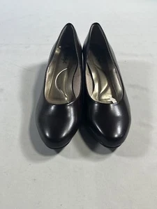 Women's Soft Style Angel II Brown Smooth Wedge Heel Slip On Shoes 9W NEW - Picture 1 of 6