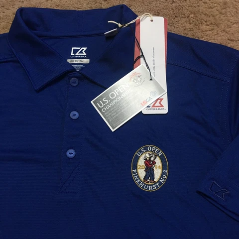 Cutter & Buck Golf Shirt US Open 2014 Pinehurst blue NWT polo new sz L Cover