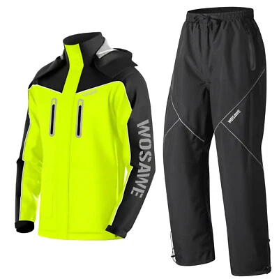 WOSAWE Unisex Ciclismo Lluvia Abrigo Conjuntos Deportes al Aire Libre Impermeable Chaqueta y Pantalones Foto 1 de 4