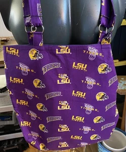 Bolso de Playa "LSU" Tigers Usado... Púrpura/Amarillo... 16" x 18" Con Correas de 16" - Imagen 1 de 6