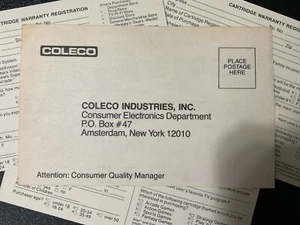 Cartucho Colecovision Garantía Tarjeta de Registro Manual de Instrucciones Solo - Imagen 1 de 9
