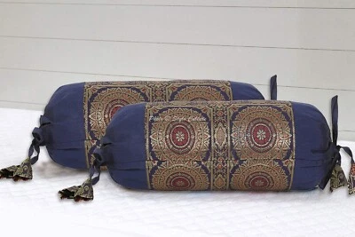 Brocade Jacquard Bolster Case Sofa Ethnic Decorative Boho Home Decor Tube Cover - Image 1 of 4