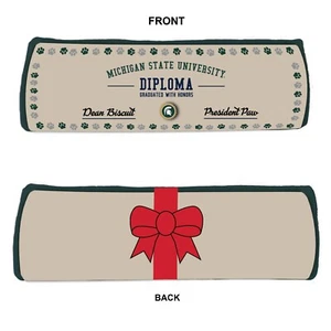 DIPLOMA DE ESPARTANOS DEL ESTADO DE MICHIGAN PERRO JUGUETE TELA PREMIUM con chirridos - Imagen 1 de 1