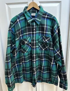 Vintage 1970s Five Brother SZ 3XL Cotton Heavy Flannel Work Shirt USA Union Made - Picture 1 of 9