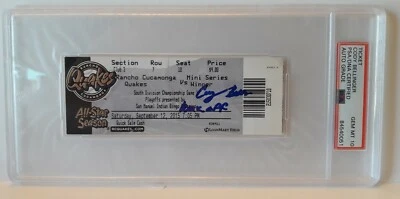 Cody Bellinger Signed Quakes Ticket Stub PSA/DNA GEM MT 10 Walk Off baseball  - Image 1 of 3