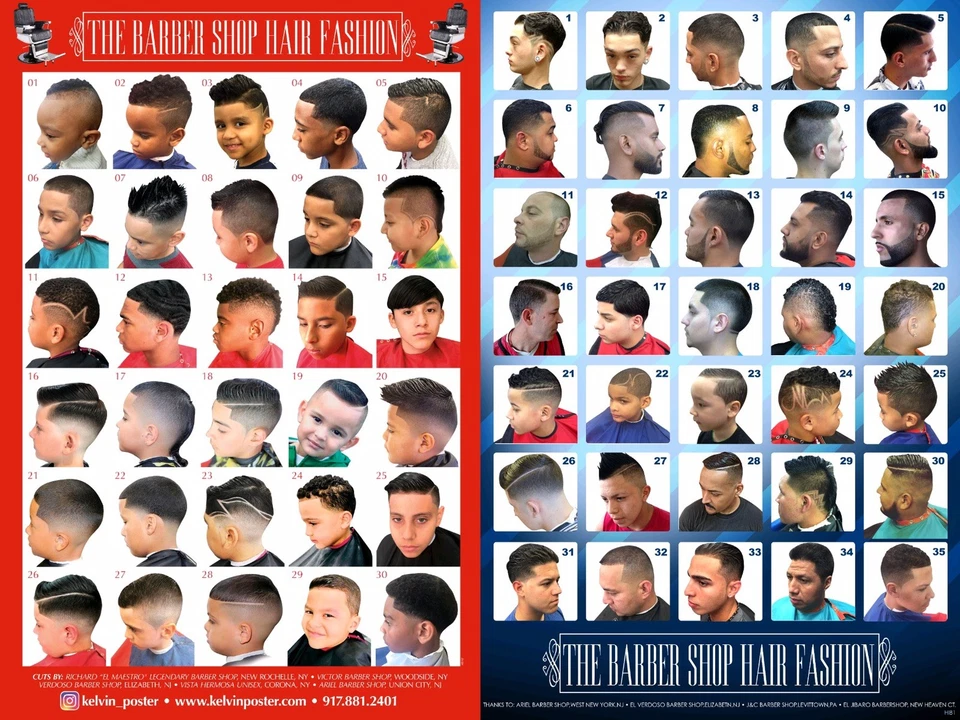 Nuevo Combo de Póster de Barbero con 30 Cortes Modernos Latinos Hombres y Niños Lote Foto 1 de 3