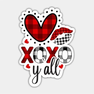 Liebe Plaid y'all gedruckter Aufkleber Vinyl-Aufkleber XOXO Herz Valentinstag Luv Autofenster - Bild 1 von 1
