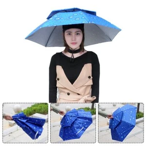 Foldable Fishing Sunshade Headwear Umbrella Hat UV Protection Breathable UK - Picture 1 of 33