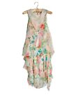 NWT Roberto Cavalli Angels floral print layered silk Dress with feathers accents
