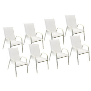 Lot de 8 chaises MARBELLA - aluminium