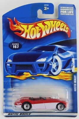 2001 Hot Wheels Collector No167 AUSTIN HEALEY Красный/Белый с Хромированным Кружевным Колесом со Спицами - Изображение 1 из 4
