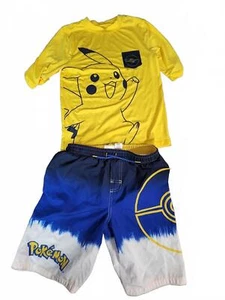 Pikachu Kids Swim Set - Pokémon Swim Shorts and T-Shirt, Size 10/12 - Picture 1 of 1