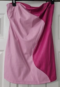 LE LIS Pink Colorblock Stapless Pleather Dress Ladies Small Zipper Closure NWT - Picture 1 of 4