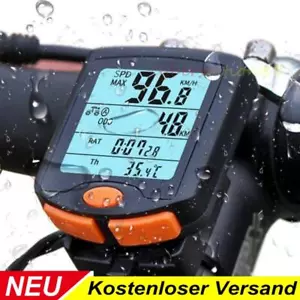 Funk Fahrradcomputer Kabellos LCD Fahrrad Tachometer Radfahren Kilometerzähler ! - Bild 1 von 12