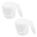 2 White Plastic Buckets w/ Handle & Lid for Paint, Toys, Fish, Water - 2L