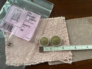 Authentic New 2016 Replacement 2 Beige Buttons W Pearls CC Logo + Pink Swatches - Picture 1 of 7