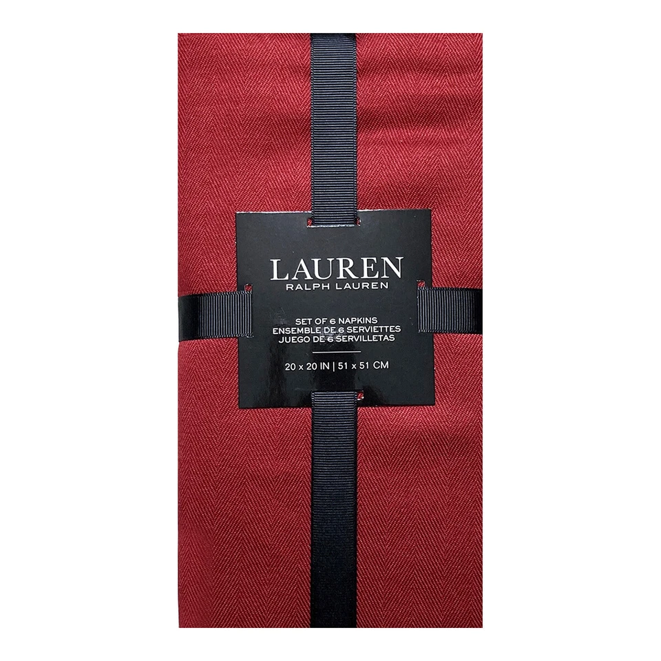 Ralph Lauren Holiday Dinner Napkins Set 6 Herringbone Christmas - Image 1 of 1