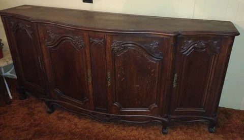 Early 1900 French Country Louis XV Style Sideboard / Buffet HUGE! Beautiful Cover