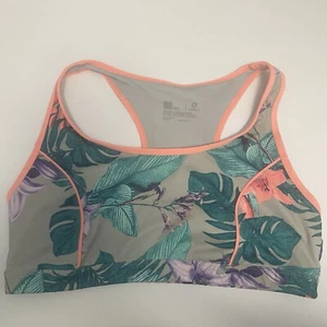 Xersion Hawaiian Floral Coral Sports Bra Pockets Size XL (MISSING BRA PADS) - Picture 1 of 7