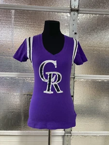 Colorado Rockies Womens Shirt - Size Small - Short Sleeve - Purple - V-Neck - Picture 1 of 6