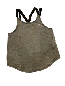 UNDER ARMOUR Women's Racer Back Tank Top Mesh Back Heathered Gray Size Med - Picture 1 of 3