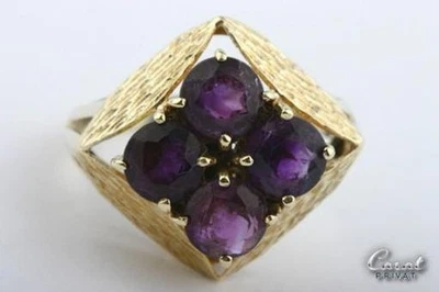 Amethyst Ring Gold 14k 585 Gelb Gold Gr 58 18,5mm Top!   - Bild 1 von 4