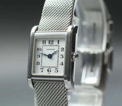 New Batt "NEAR MINT" Longines Tank L5.173.4 19mm White Dial Quartz Women's Watch - image 1 of 4