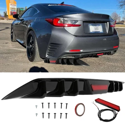 Para 15-18 Lexus RC300 RC350 F-Sport preto brilhante difusor de para-choque traseiro luz LED - Imagem 1 de 4