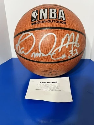 Karl Malone Signed Inscribed "The  Mailman" NBA  Basketball - PSA DNA - Image 1 of 4