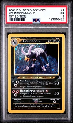 PSA 1 1ST EDITION 2001 Neo Discovery Houndoom 4/75 Holo Foil Pokemon WOTC - Image 1 of 2