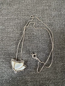 Sterling Silver 925 Chain Mother Of Peare Butterfly Silver 925 Pendant Necklace - Picture 1 of 4