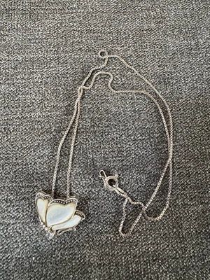 Sterling Silver 925 Chain Mother Of Peare Butterfly Silver 925 Pendant Necklace - Image 1 of 4