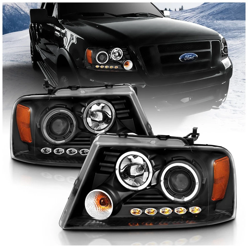 Anzo 111204 Headlamp For Ford F-150 2004-2008 Left & Right Halogen Black Housing - Image 1 of 4