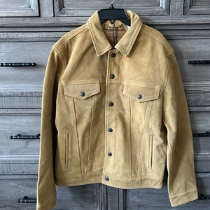 Levi’s Men’s Highland Suede Leather Trucker Jacket Small Camel Brown Casual - Picture 1 of 14