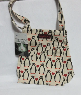 Bolso Bandolera Mensajero Bungalow 360 Cartera Pingüinos y Corazones Correa Ajustable Foto 1 de 4