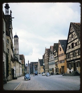 Street in Dinkelsbühl Bavaria GERMANY old car 1956 Stereo Realist 3D Slide #1794 - Picture 1 of 3