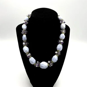 Ross Simmons Sterling Silver Blue Lace Agate Amethyst Peridot Necklace 17” - Picture 1 of 7