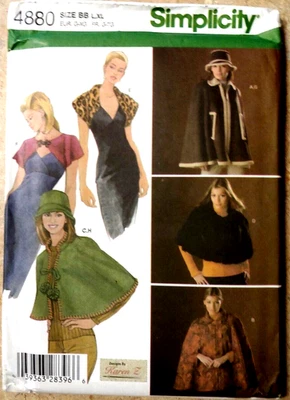 SIMPLICITY# 4880 Misse SIZE L, XL 18-20-22-24 Shrug Cape Caplet Hat in 3 sizes. - Image 1 of 4