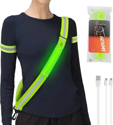 HENMI Reflektorband Reflektorgurt für Spaziergänge Laufen - LED Reflektor