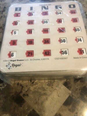 NEW Regal Games 25-Pk of Easy Read Finger-Tip Shutter Slide Bingo Cards - Image 1 of 3