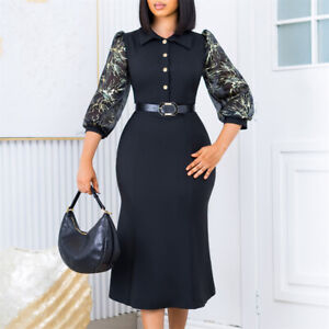 Office Ladies Bodycon Dress Plus Size African Women Party Formal Gown Cocktail