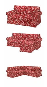 Funda IKEA Ektorp Virestad rojo/blanco para sofá de 2/3/4 a elegir NUEVO - Imagen 1 de 10