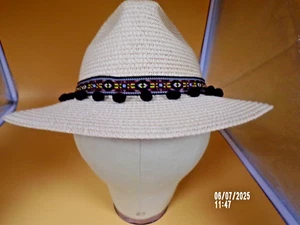 Ladies Straw Hat 100% Paper Straw.Size 7 Crown 4" Brim 3" , New w/No Tags. - Picture 1 of 9