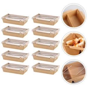 10pcs Food Takeaway Boxes Single Use 2-compartment Salad Boxes with Lids - Zdjęcie 1 z 12