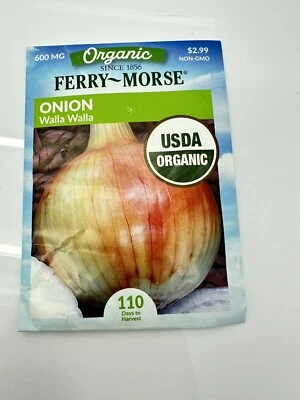 Lote de 10 paquetes Ferry Morse cebolla orgánica no transgénica Walla Walla Foto 1 de 2