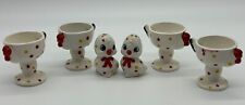 Vintage Salt Pepper Polka Dot Yellow Red Small Baby Chick Chicken W/ Egg Holders